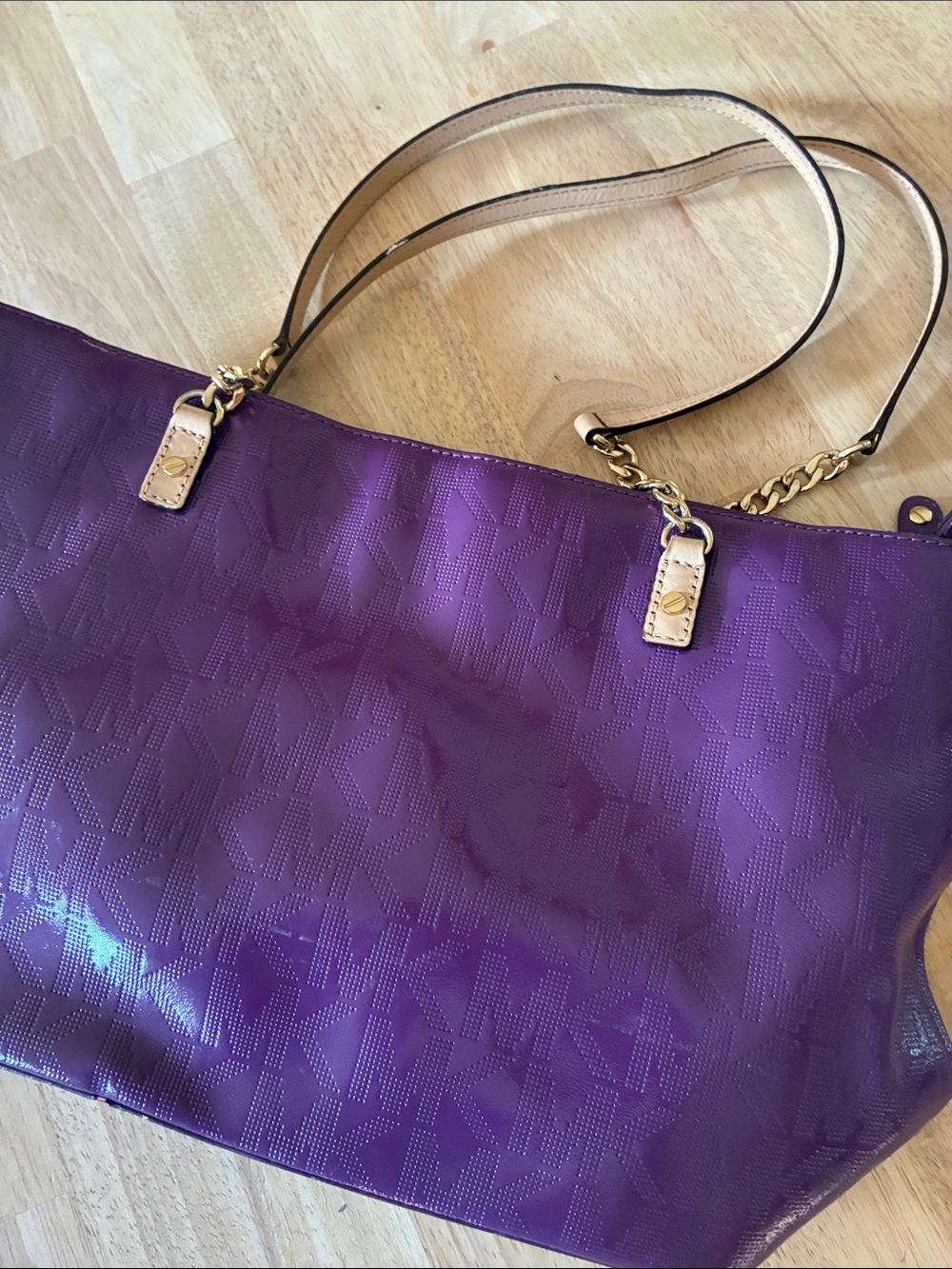 Michael Kors Purple Tote with Gold Accents